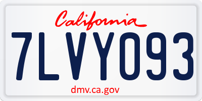 CA license plate 7LVY093