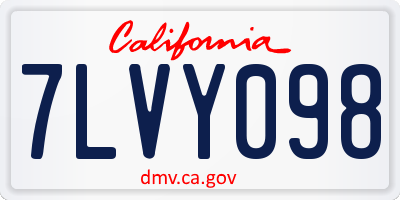 CA license plate 7LVY098