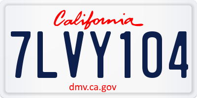 CA license plate 7LVY104