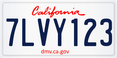 CA license plate 7LVY123
