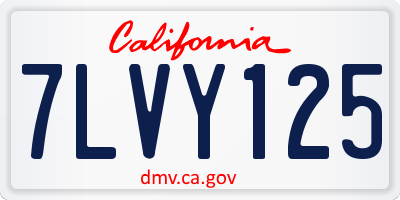 CA license plate 7LVY125