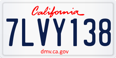 CA license plate 7LVY138