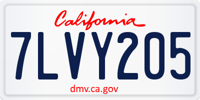 CA license plate 7LVY205