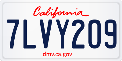 CA license plate 7LVY209