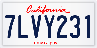 CA license plate 7LVY231