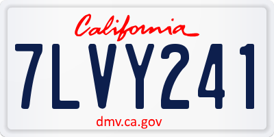 CA license plate 7LVY241