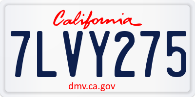 CA license plate 7LVY275