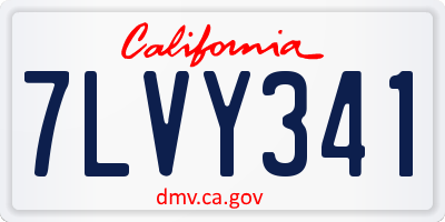 CA license plate 7LVY341