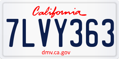 CA license plate 7LVY363