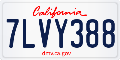 CA license plate 7LVY388