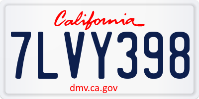 CA license plate 7LVY398