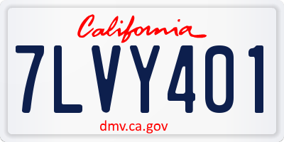 CA license plate 7LVY401