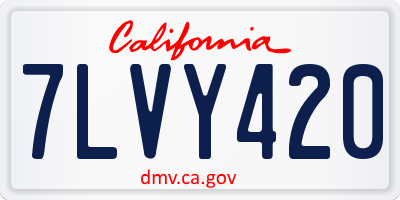 CA license plate 7LVY420