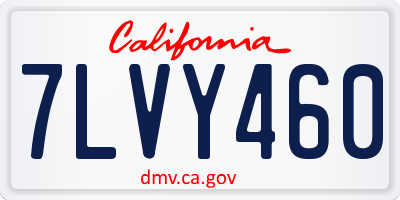 CA license plate 7LVY460