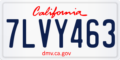 CA license plate 7LVY463