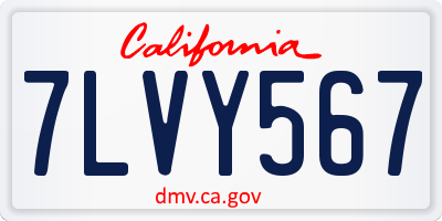 CA license plate 7LVY567