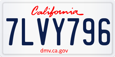 CA license plate 7LVY796