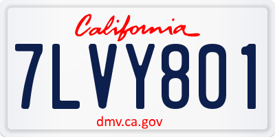 CA license plate 7LVY801