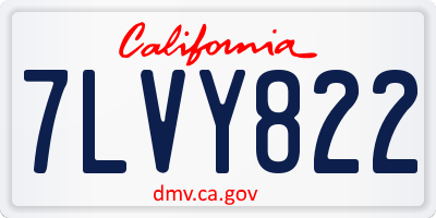 CA license plate 7LVY822
