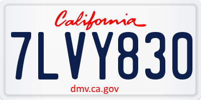 CA license plate 7LVY830