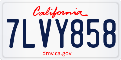 CA license plate 7LVY858