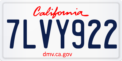 CA license plate 7LVY922
