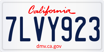 CA license plate 7LVY923