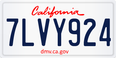 CA license plate 7LVY924