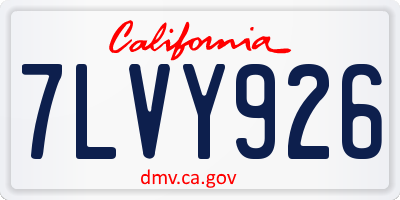 CA license plate 7LVY926