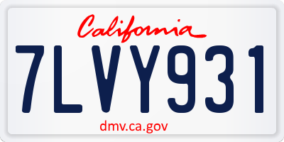 CA license plate 7LVY931