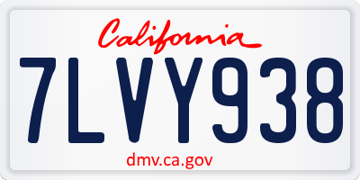 CA license plate 7LVY938