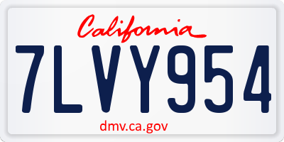 CA license plate 7LVY954