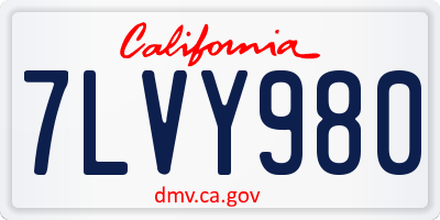 CA license plate 7LVY980