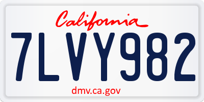 CA license plate 7LVY982