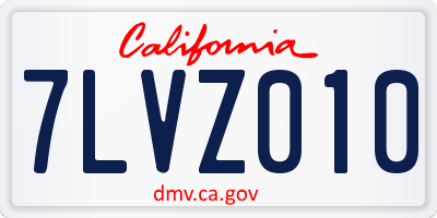 CA license plate 7LVZ010