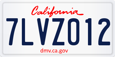 CA license plate 7LVZ012