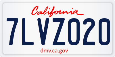 CA license plate 7LVZ020
