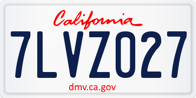 CA license plate 7LVZ027