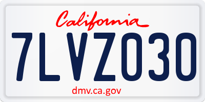 CA license plate 7LVZ030