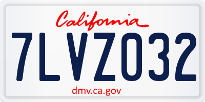 CA license plate 7LVZ032