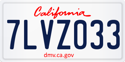 CA license plate 7LVZ033