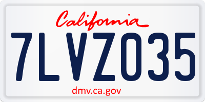 CA license plate 7LVZ035