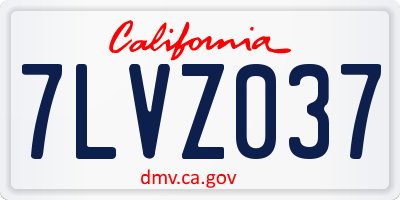 CA license plate 7LVZ037