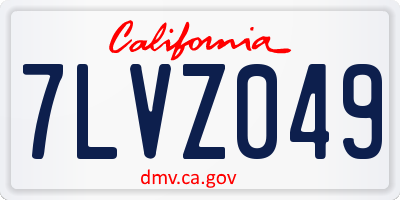 CA license plate 7LVZ049