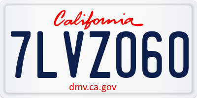 CA license plate 7LVZ060