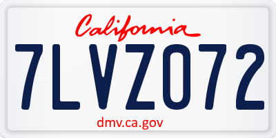 CA license plate 7LVZ072