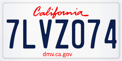 CA license plate 7LVZ074