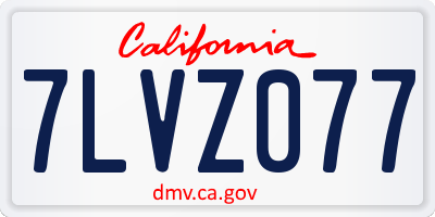 CA license plate 7LVZ077