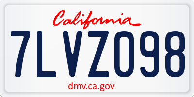 CA license plate 7LVZ098