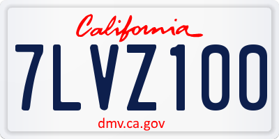 CA license plate 7LVZ100